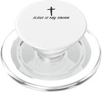 Christian Scratch Minimal Religious Faith Jesus is my Savior PopSockets PopGrip pour MagSafe