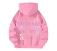 Christian Sweat à capuche pour femme avec inscription « God is Within Her She Will Not Fall » - Manches longues - Sweat à capuche imprimé - Haut zippé - Col haut inspirant pour les personnes