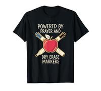 Christian Teacher Powered by Prayer Effaçable à Sec École du Dimanche T-Shirt