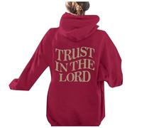 Christian Trust In The Lord Sweat à capuche pour femme 2025 graphique Jésus à manches longues Pull à capuche Faith Mignon Mince Dieu religieux avec capuche Y2K Anime Fall, Rouge, M