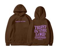 Christian Trust In The Lord Sweat-shirt à capuche pour femme confortable Jésus tendance avec capuche God Y2K pour femme avec doublure en polaire avec lettre graphique, café, M