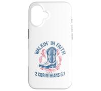 Christian Walk in Faith Cowgirl Boots 2 Corinthiens 5:7 Coque pour iPhone 16