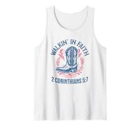 Christian Walk in Faith Cowgirl Boots 2 Corinthiens 5:7 Débardeur