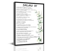 Christian Wall Decor - Featuring Psalm 91 in Spanish (Salmo 91), Framed Canvas Painting Ready to Hang for Living Room, Office, or Bedroom(Framed,12x18inch(30x45cm))
