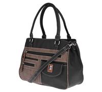 Christian Wippermann - Sac à bandoulière pour femme - De grande taille - Aspect cuir, Noir/abricot, 32 x 24 x 12 cm