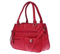 Christian Wippermann - Sac à bandoulière pour femme - De grande taille - Aspect cuir, rouge, 32 x 24 x 12 cm