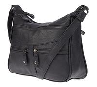 Christian Wippermann Sac À Main Femme - Grand Sac À Bandoulière 30x26x10 cm, 155 cm Bandoulière - PU - 3 Compartiments Zippés Avant, 2 Compartiments Principaux, Poche Arrière - Élégant et Pratique