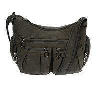 Christian Wippermann - Sac à main pour femme - Sac bandoulière en toile, gris foncé, 31x24x11 cm