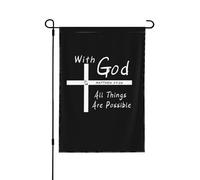 Christianisme Et Foi En Jésus-Christ : Avec Dieu, Tout Est Possible Bannière Durable Drapeau De Cour Double Face Drapeaux De Jardin Pour Plage Clubs Chambres 30X45cm