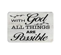 Christianisme Rustique Religieux avec Dieu Tout Est Possible Tapis De Porte Drainage Tapis De Bain Imperméable Paillasson pour Porte D'Entrée Maison Extérieur 40 X 60Cm