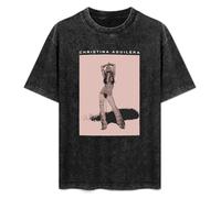 Christina Aguilera Stripped Men's T-Shirt Unisex Black Tee XL
