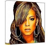 Christina Milian - Impression Pop Art (Multicolore, fond blanc) 30 x 30 x 2,5 cm