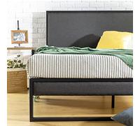 Christina Upholstered Platform Bed with Head Board, No Shelf Gray, 14in, Super King