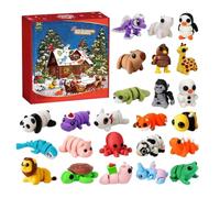 Christmas - 3d Printed Animal Collection | Abs with 24 Piece Articulated Design, Festive Holiday Countdown, Creative Party Favor Gift for, Kids and New Year
