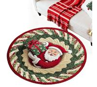Christmas 3d Rug - 39 Inch Round Santa Claus Washable Door Mat, Optical Illusion Area Rugs, Novelty Floor Mat for Indoor Bathroom Entryway, Home Bedroom Living Room, Non Slip Striking 3D Visual Effect