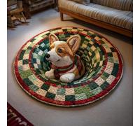 Christmas 3D Rug, 3D Halloween Rug, 3D Rugs Optical Illusion Halloween Santa Claus Quilted & GNOME Quilted Round Mat (60cm/24in,G)