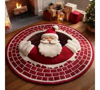 Christmas 3D Rug, 3D Halloween Rug, 3D Rugs Optical Illusion Halloween Santa Claus Quilted & GNOME Quilted Round Mat (140cm/55in,B)