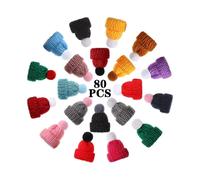 Christmas 80 Pieces Mini Knitted Christmas Hats Mini Knitted Hats Knitted Doll Hats Christmas Tree Ornaments Diy Crafts Art Wine Bottle Decorations, (