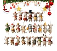 Christmas - Acrylic 24PCS | Cute 2D Christmas Countdown Ornament Set | Creative Holiday Decorative Gift For Kids Family Home Festive Decoration
