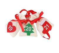 Christmas Advent Calendar Hanging Gift Bags, 24 Numbered Countdown Calendar Pouches, Hand - Knitted Lint Fabric with Red Ribbon for Fireplace or Wall Decoration, Festive Home Holid (Numéros 1 à 30)
