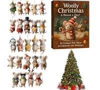 Christmas Advent Calendar - Holiday Decoration | 2D Acrylic with 24 Mice Ornaments, Festive Display for Tree Branches, Windowsills, Wall, Door, Bedroom, Window