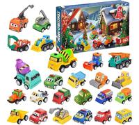 Christmas Advent Calendars 2025 Kids, 24 Days Christmas Countdown Calendar with Pull-Back Car Vehicle Model for Girls Boys