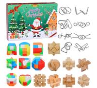 Christmas Advent Calendrier de l'avent 2025, Calendrier de l'Avent Casse Tete en Bois et en Métal Puzzle pour Adulte Enfant, Calendriers de Noël 24 jours pour Filles Garçons Adolescents (Style 1)