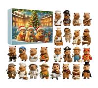 Christmas Advent Capybara Countdown, 24-Day 2D Acrylic Decor, 2025 Capybara Calendar, Cute Hanging with Transparent Finish and Festive Patterns, Decoration for Tree Car Mirror Wall Window Home