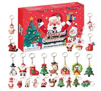 Christmas Advent Keychains - 24 Piece Santa Claus Keychain Set, Holiday Countdown Gift Accessories Decorations for Party Favors Desktop Room Dorm Apartment School Thanksgiving 14.8x8.94x1.26 Inches