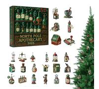 Christmas Advent Potion Ornament, 24 Pieces 2D Acrylic Holiday Decorations, Mini 5cm Countdown Calendar for Kids Adults, Lightweight Acrylic Potion Set with Hanging Loops, Tree Door Window Decor