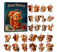 Christmas Advent Toy 2025-2D Flat Acrylic Squirrel Ornament | 24-Day Countdown Calendar With Squirrel Pendants, Fun Holiday Activity, Ideal For Women, Boys, Girls, Teens, Wife, Husband, Son, Daughte