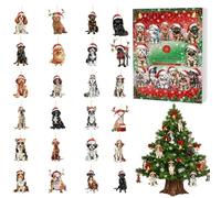 Christmas Advents Countdown, 2D Acrylic Dog Ornament Decoration, 24 Days Holiday Calendar, Cute Pet Themed Countdown Décor for Seasonal Celebrations, Livingroom, 10.24x7.09x1.18 Inches
