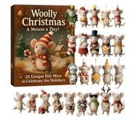 Christmas Advents Countdown - 2d Acrylic Winter Animal Holiday Wall Decor, 24 Cute Mice Ornaments, Festive Christmas Countdown Decoration for Tree, Door, Bedroom, Window Display