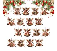 Christmas Angel Ornaments - 16 Pieces 2D Retro Small Pendants for Holiday Decor | Flat Hanging Charm for Christmas Tree Wreath Wall Door Fireplace Car Shelf and Party Decoration, 8cm Multicolor Wood
