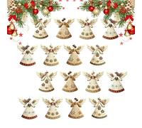 Christmas Angel Ornaments - Small 2D Retro Pendants, 16 Pieces Flat Christmas Tree Charm, Wreaths Wall Door Fireplace, Seasonal Decorations Festive Display, Vintage Style Adornment, Charm Set