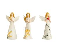 Christmas Angels Figurines - Seasonal Decor for Home Office | Resin with Hand-Painted Details, Elegant Holiday Sculpture, Perfect for Bookcases Desktops Shelves Collectors Craft Lover, 3 Pieces Resin