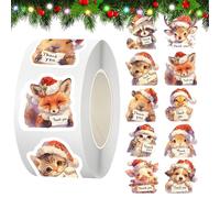 Christmas Animal Stickers - Envelope Seals, 500 pc Decorative Decals for Crafting, Paper Labels with Adhesive Backing, Stationery Supplies, Fun Stickers for Wrapping, Greeting Cards and Projects