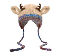 Christmas Antler Hat,Creative Antler Hat & Bag,Festive Reindeer Knitted Christmas Beanie Winter Gift (Khaki,Taille Unique)