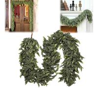 Christmas Artificial Cypress Leaf Vine Wreath, Lush Artificial Green Cedar Garland, Realistic Pine Cypress Vines for Wall Porch Mantle Fireplace Indoor Outdoor Decor