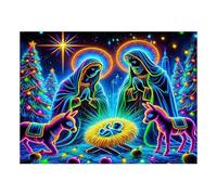 Christmas Backdrop, Religious Glow-in-The-Dark Nativity Scene Wall Art for Bedroom, Living Room, Church, Dorm, Dining Room, Party, Family Event