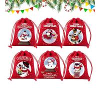 Christmas Bags - 6 pièces Reusable Pouch Drawstring, Christmas Bags Storage Containers, Fabric Reusable Candy Bag | Fabric Christmass Bag For Kids Candy Birthday Holiday Party Wedding
