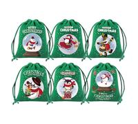 Christmas Bags - 6 pièces Reusable Pouch Drawstring, Christmas Bags Storage Containers, Fabric Reusable Candy Bag | Fabric Christmass Bag For Kids Candy Birthday Holiday Party Wedding