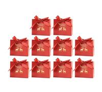 Christmas Bags - with Bow Tie 10 Pieces Pouch, Festive Gift Wrapping Set, Holiday Candy Treat Storage, Adds Joy and Cheer for Family Celebration School Party, Christmas Decoration, Red Green