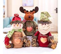 Christmas Bags Zipper Design,3d Doll Decoration Bag,Reusable Christma Bags With Santa Snowman Style For Presents Candy Fruit And Festival (3PCS-A)