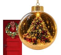 Christmas Ball Ornaments - Mini 3D Lighted Globes Decorations with Warm LED | Illuminated Christmas Balls Hanging Ornaments for Holiday Tree Home Office Party Wedding Indoor Patio Door Bookshelf Car Fest