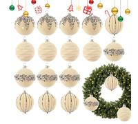 Christmas Ball Set, 16 Pieces Shatterproof Velvet Ball Ornaments with Rhinestones, 2.36 inch Christmas Tree Decorations for Holiday Parties, Indoor Seasonal Display, Festive Home Decor
