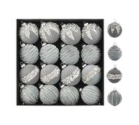 Christmas Balls - 16 Pieces Velvet Ornaments, Shatterproof Rhinestone Baubles, Elegant Decorative Set for Home Holiday Party Celebration Winter Window Tree, Festive Christmas Decoration, 2.36 inch