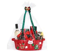 Christmas Basket Present, Decorative Gift for Families with Sturdy Design, Hamper Box, Festive Decoration and Spacious Layout, Holiday Use for Celebration Party Birthday Housewarming Women Gathering
