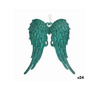 Christmas bauble Krist+ Green Plastic Glitter Angel Wings 13 x 14,5 x 2,5 cm (24 Units)