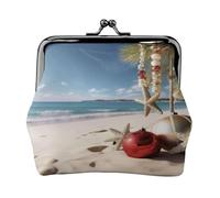 Christmas Beach Porte-monnaie compact pour femme avec serrure étanche pour cadeaux de voyage, Noir , Taille unique, Sac à dos décontracté